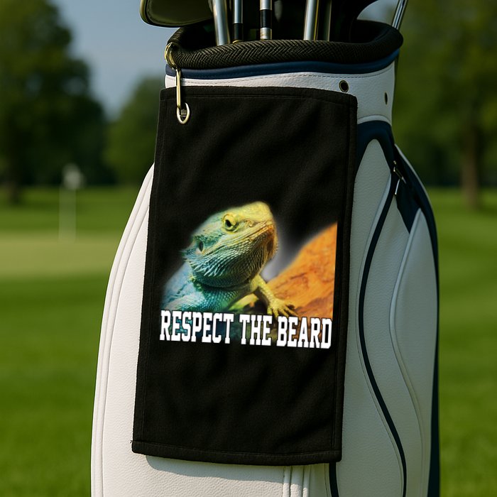 Respect The Beard Funny Bearded Dragon Golf Towel
