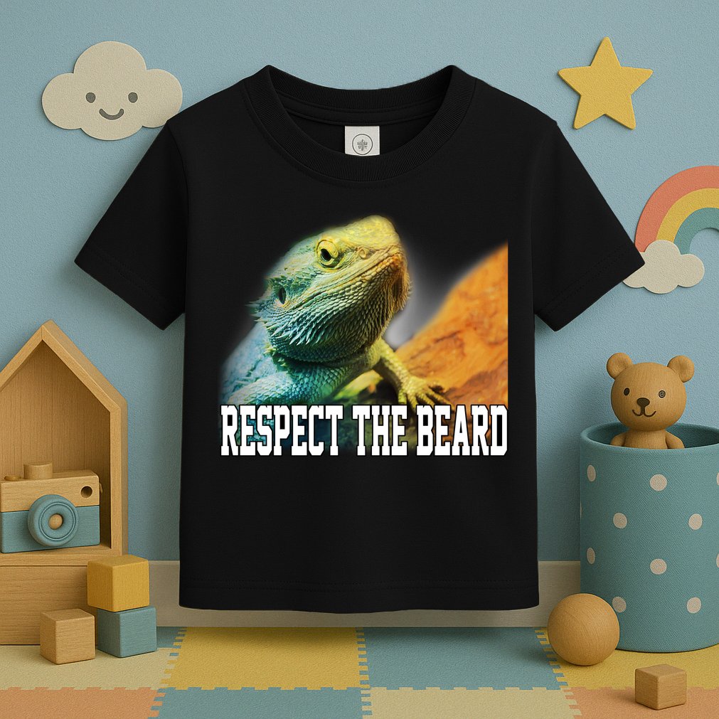 Respect The Beard Funny Bearded Dragon Toddler T-Shirt
