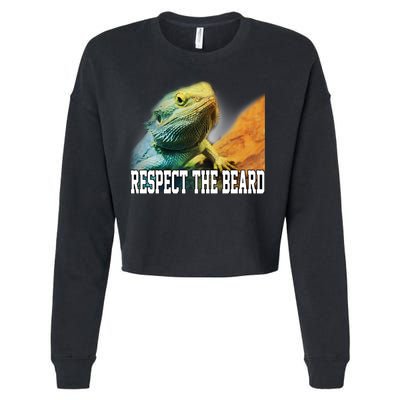 Respect The Beard Funny Bearded Dragon Cropped Pullover Crew