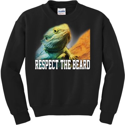 Respect The Beard Funny Bearded Dragon Kids Sweatshirt