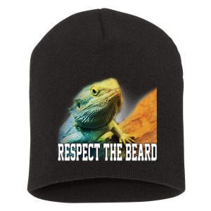 Respect The Beard Funny Bearded Dragon Short Acrylic Beanie