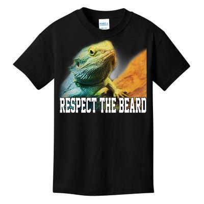 Respect The Beard Funny Bearded Dragon Kids T-Shirt