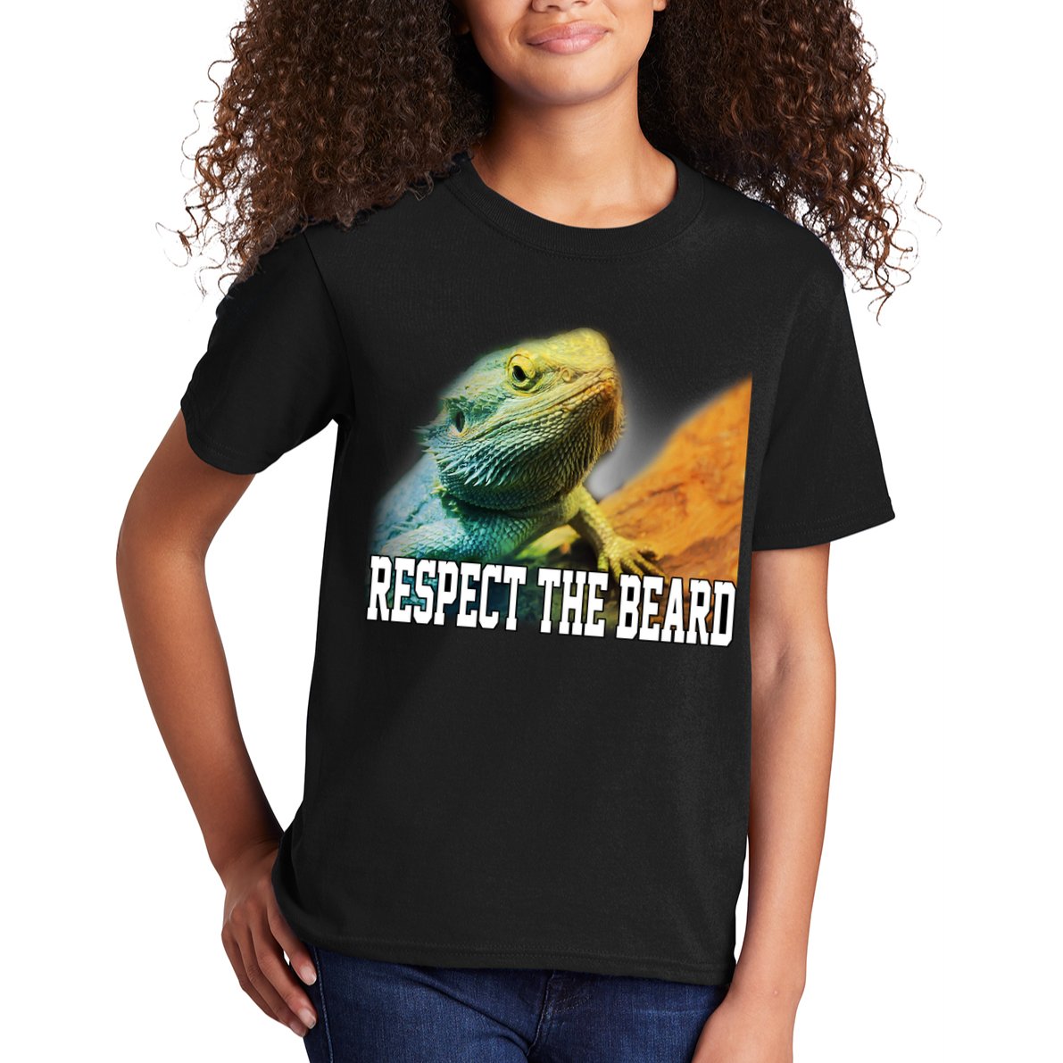 Respect The Beard Funny Bearded Dragon Kids T-Shirt