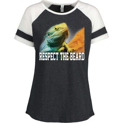 Respect The Beard Funny Bearded Dragon Enza Ladies Jersey Colorblock Tee