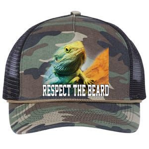 Respect The Beard Funny Bearded Dragon Retro Rope Trucker Hat Cap