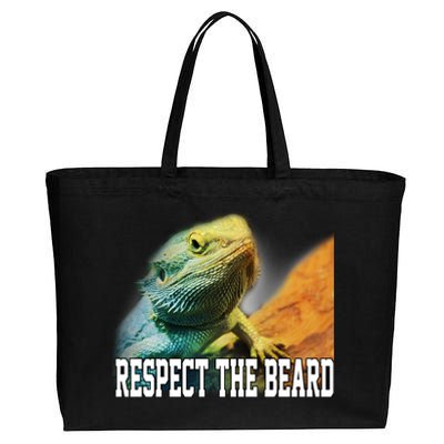 Respect The Beard Funny Bearded Dragon Cotton Canvas Jumbo Tote