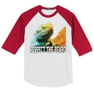 Respect The Beard Funny Bearded Dragon Kids Colorblock Raglan Jersey