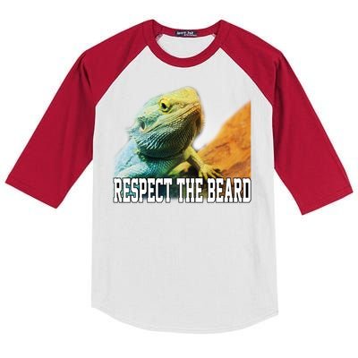 Respect The Beard Funny Bearded Dragon Kids Colorblock Raglan Jersey