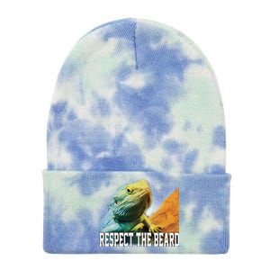 Respect The Beard Funny Bearded Dragon Tie Dye 12in Knit Beanie