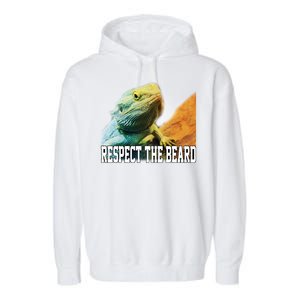 Respect The Beard Funny Bearded Dragon Garment-Dyed Fleece Hoodie