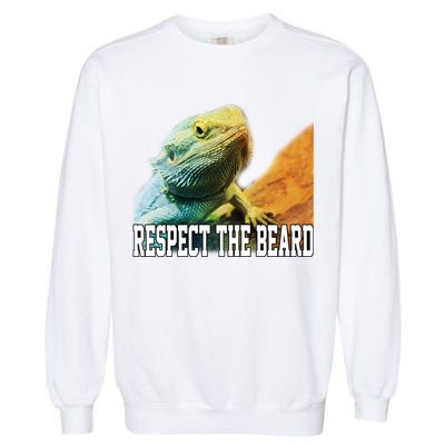 Respect The Beard Funny Bearded Dragon Garment-Dyed Sweatshirt