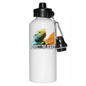 Respect The Beard Funny Bearded Dragon Aluminum Water Bottle