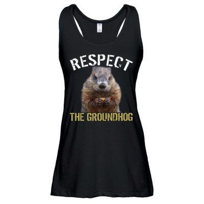 Respect The Groundhog Ladies Essential Flowy Tank