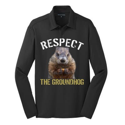 Respect The Groundhog Silk Touch Performance Long Sleeve Polo