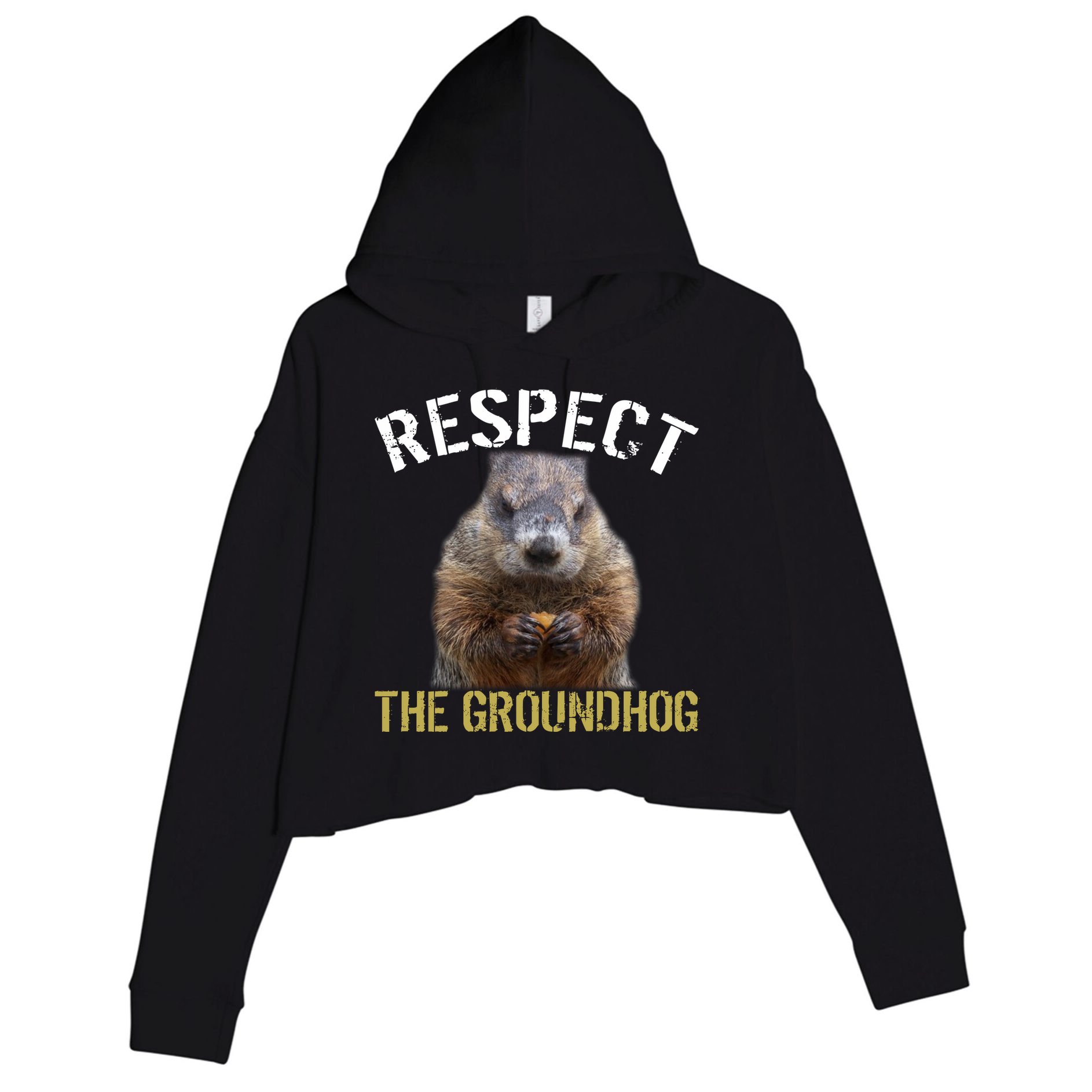 Respect The Groundhog Crop Fleece Hoodie
