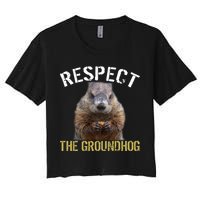 Respect The Groundhog Women's Crop Top Tee