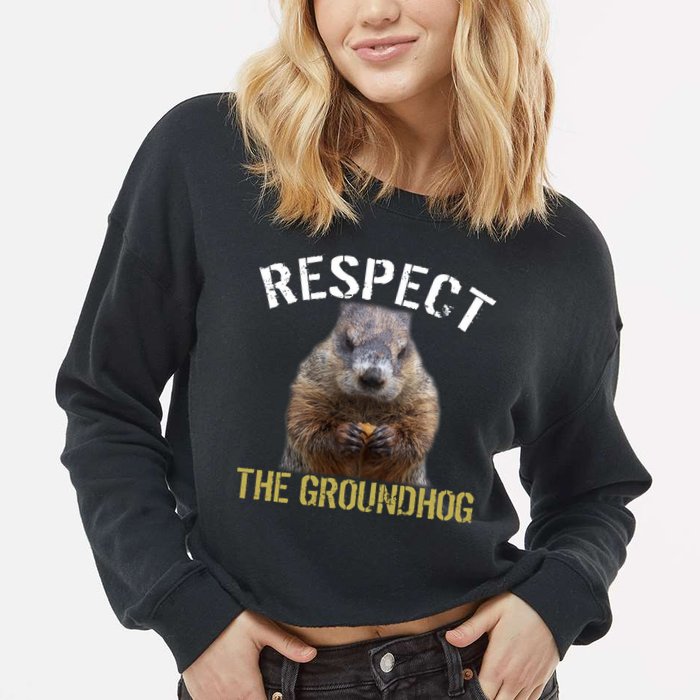 Respect The Groundhog Cropped Pullover Crew