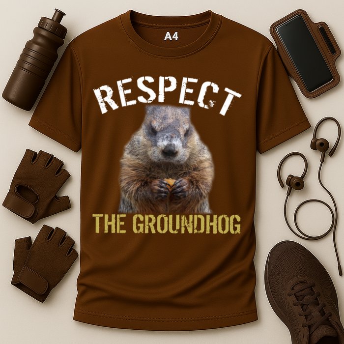 Respect The Groundhog Cooling Performance Crew T-Shirt