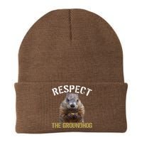 Respect The Groundhog Knit Cap Winter Beanie