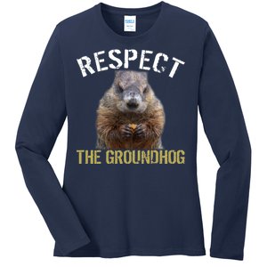 Respect The Groundhog Ladies Long Sleeve Shirt