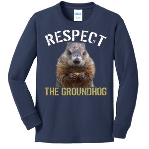 Respect The Groundhog Kids Long Sleeve Shirt