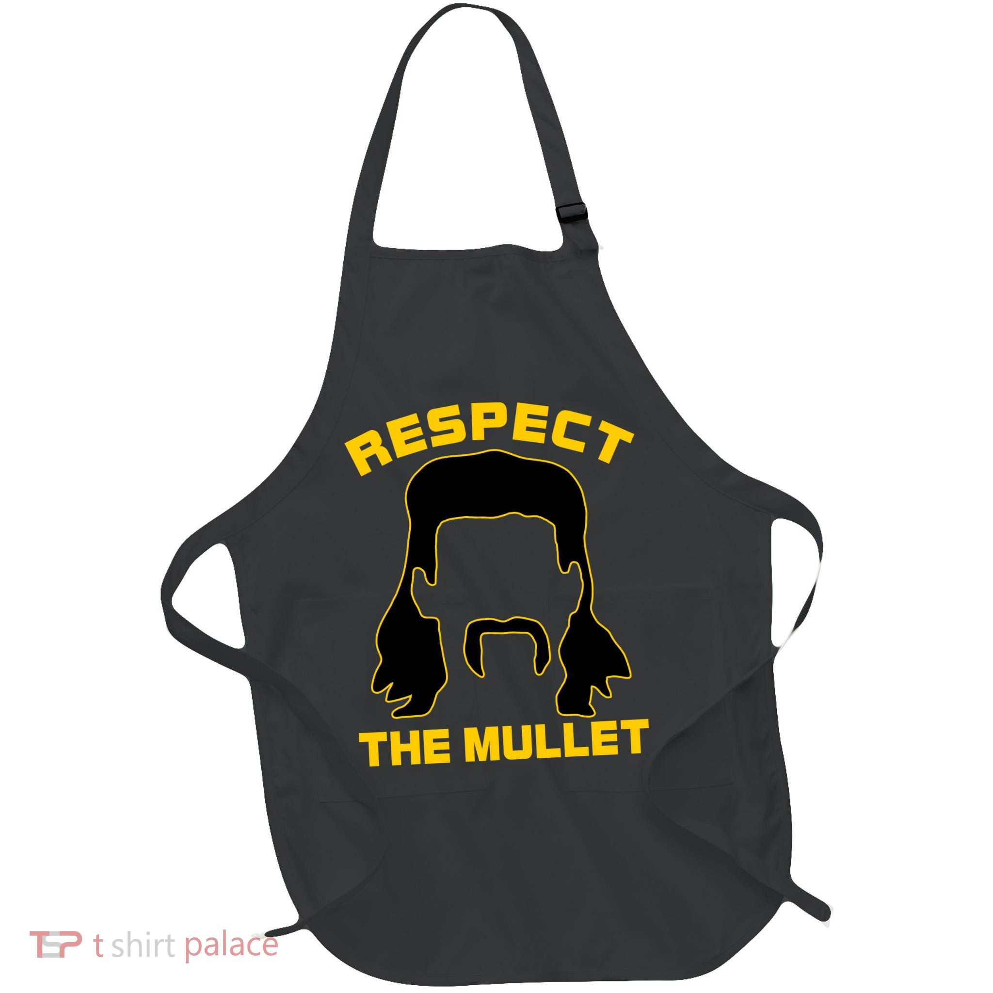 Respect The Mullet Hair Game Full-Length Apron With Pockets