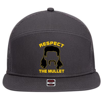 Respect The Mullet Hair Game 7 Panel Mesh Trucker Snapback Hat