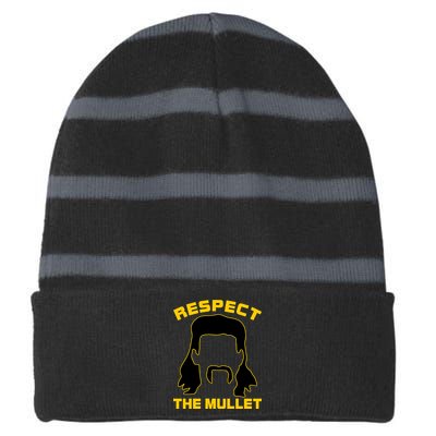 Respect The Mullet Hair Game Striped Beanie with Solid Band