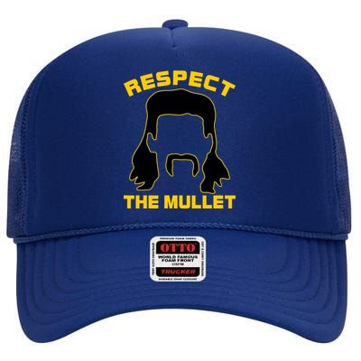 Respect The Mullet Hair Game High Crown Mesh Back Trucker Hat