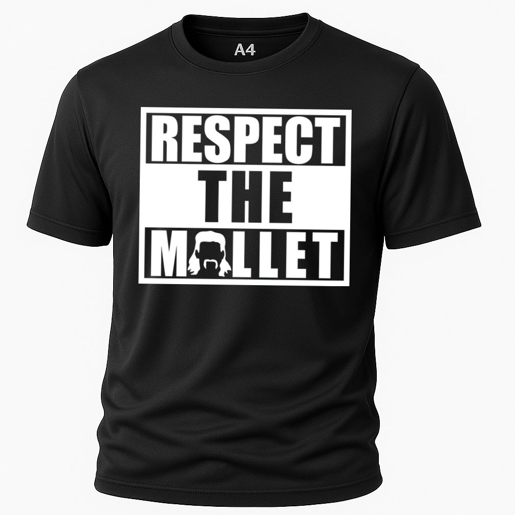 Respect The Mullet Hair Game Box Graphic Cooling Performance Crew T-Shirt