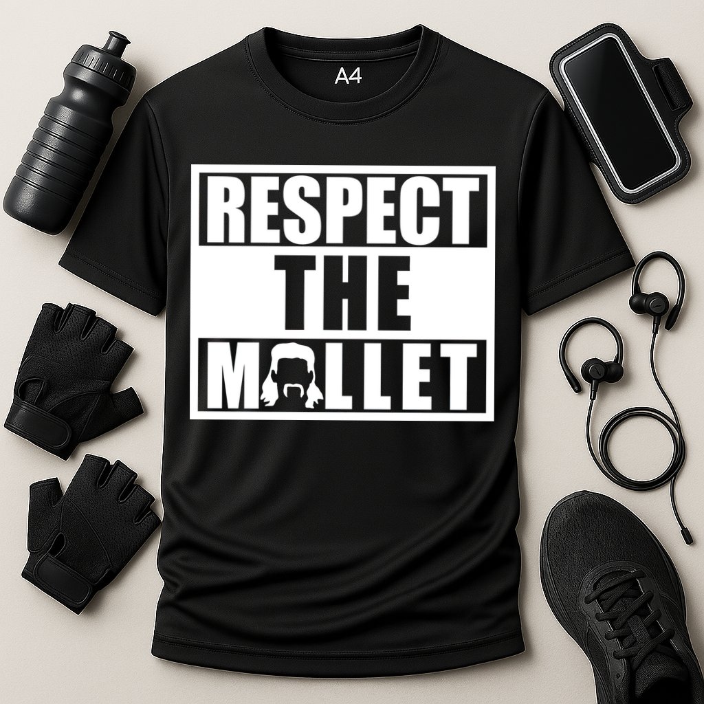Respect The Mullet Hair Game Box Graphic Cooling Performance Crew T-Shirt
