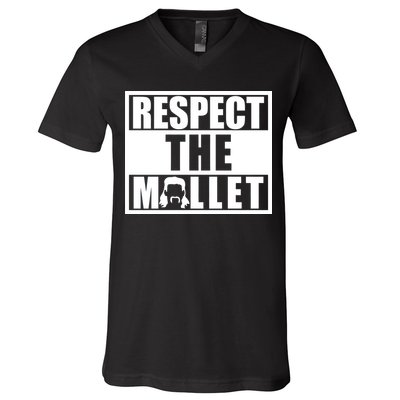 Respect The Mullet Hair Game Box Graphic V-Neck T-Shirt