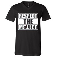 Respect The Mullet Hair Game Box Graphic V-Neck T-Shirt