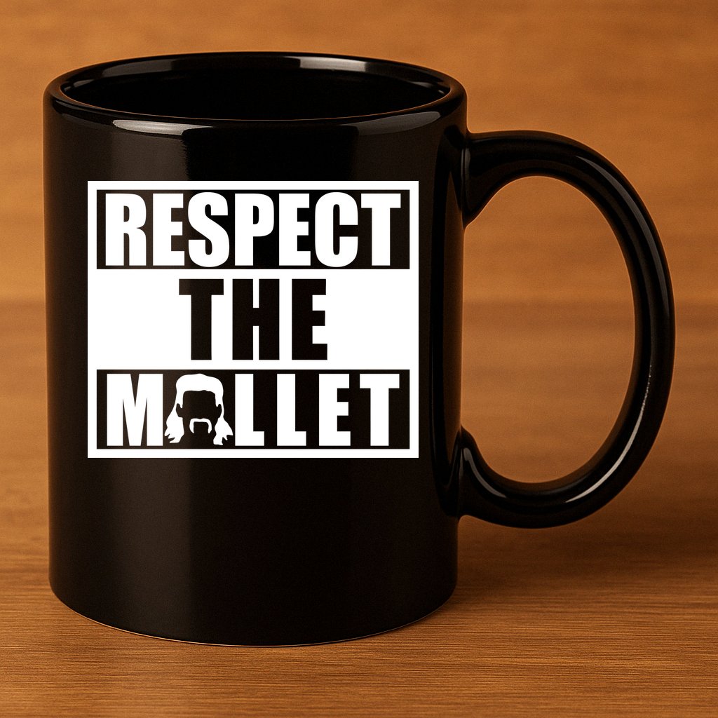 Respect The Mullet Hair Game Box Graphic 11oz C Handle Ceramic Mug