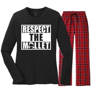 Respect The Mullet Hair Game Box Graphic Women's Long Sleeve Flannel Pajama Set 