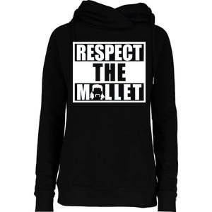 Respect The Mullet Hair Game Box Graphic Womens Funnel Neck Pullover Hood