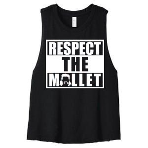 Respect The Mullet Hair Game Box Graphic Women's Racerback Cropped Tank