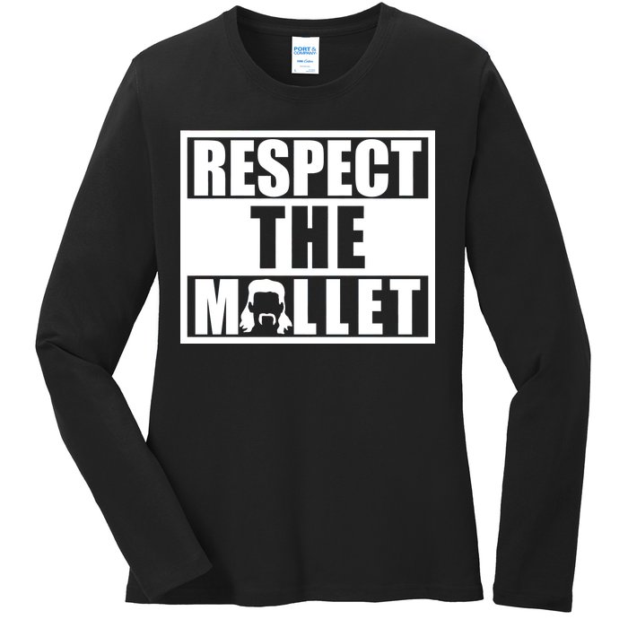 Respect The Mullet Hair Game Box Graphic Ladies Long Sleeve Shirt