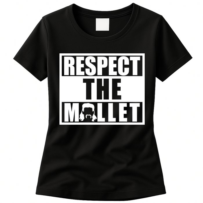 Respect The Mullet Hair Game Box Graphic Womens T-Shirt