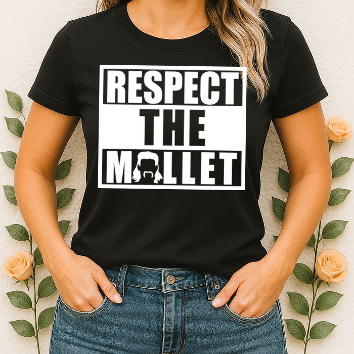 Respect The Mullet Hair Game Box Graphic Womens T-Shirt