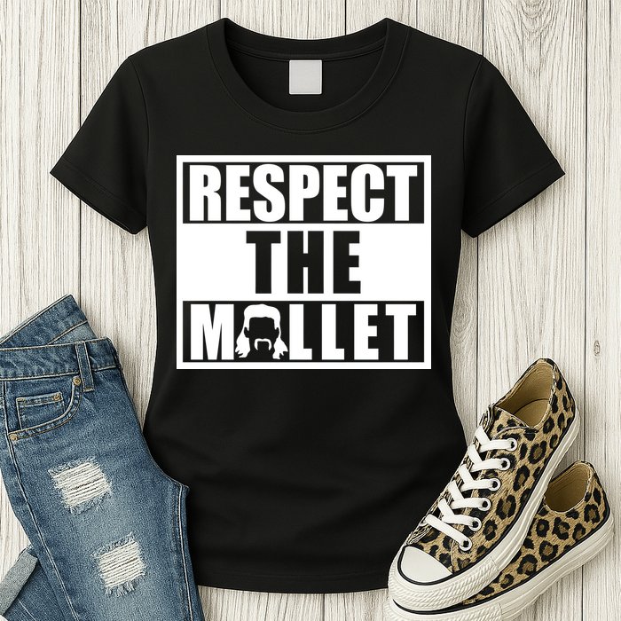 Respect The Mullet Hair Game Box Graphic Womens T-Shirt