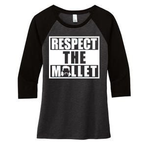 Respect The Mullet Hair Game Box Graphic Women's Tri-Blend 3/4-Sleeve Raglan Shirt