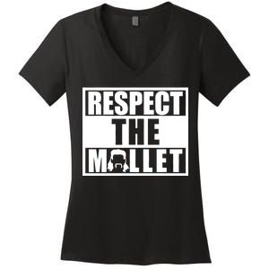 Respect The Mullet Hair Game Box Graphic Women's V-Neck T-Shirt