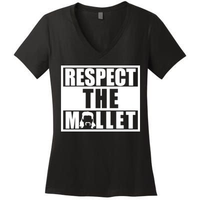 Respect The Mullet Hair Game Box Graphic Women's V-Neck T-Shirt