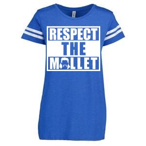 Respect The Mullet Hair Game Box Graphic Enza Ladies Jersey Football T-Shirt