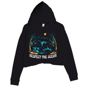 Respect The Ocean Crop Fleece Hoodie