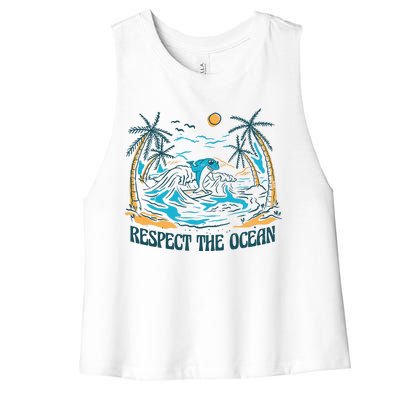 Respect The Ocean Women's Racerback Cropped Tank