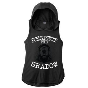 Respect The Shadow Groundhog Ladies PosiCharge Tri-Blend Wicking Draft Hoodie Tank