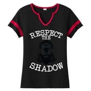 Respect The Shadow Groundhog Ladies Halftime Notch Neck Tee