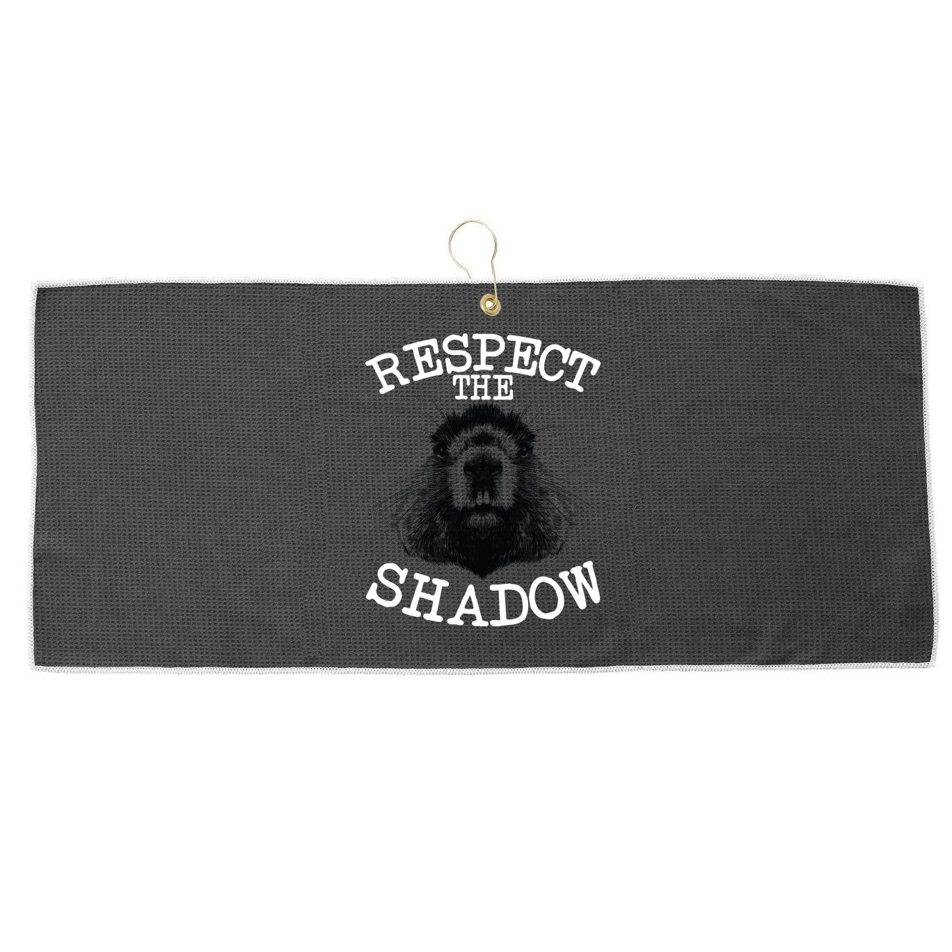 Respect The Shadow Groundhog Large Microfiber Waffle Golf Towel